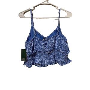 Wild Fable Cropped Blue & White Floral Sleeveless Top Shirt XL Woman XL New